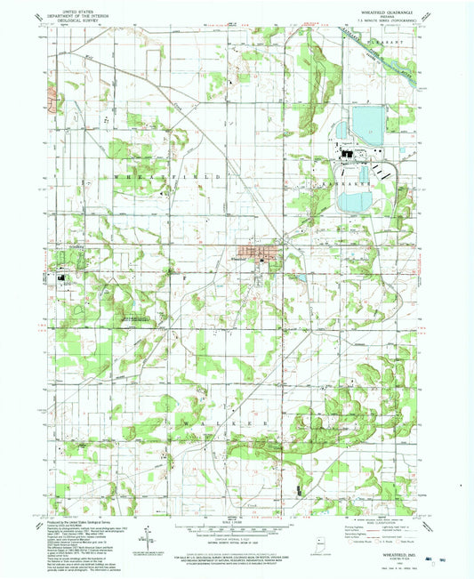 Classic USGS Wheatfield Indiana 7.5'x7.5' Topo Map Image