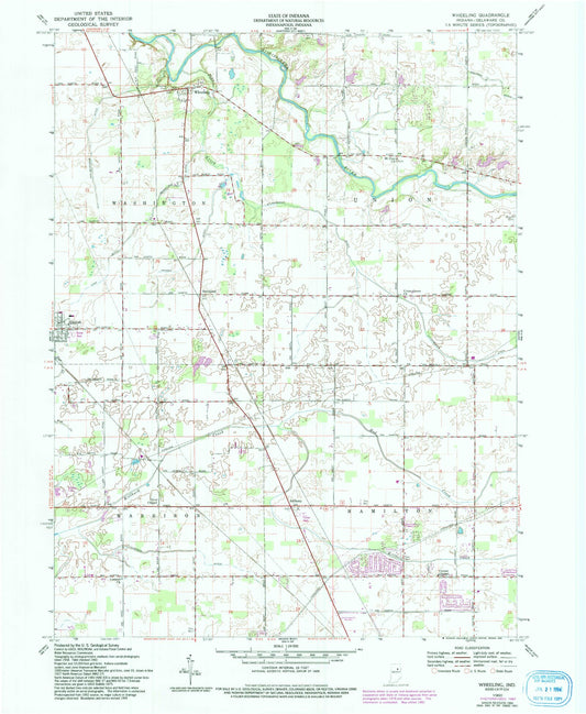Classic USGS Wheeling Indiana 7.5'x7.5' Topo Map Image