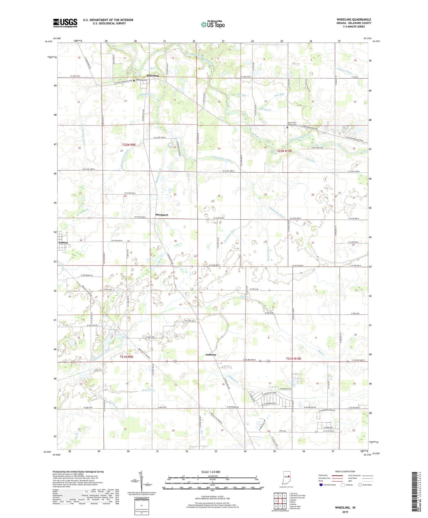 Wheeling Indiana US Topo Map Image