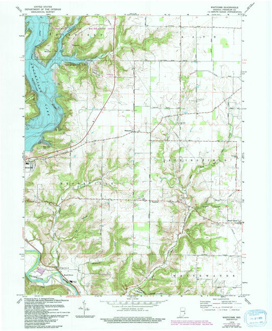 Classic USGS Whitcomb Indiana 7.5'x7.5' Topo Map Image