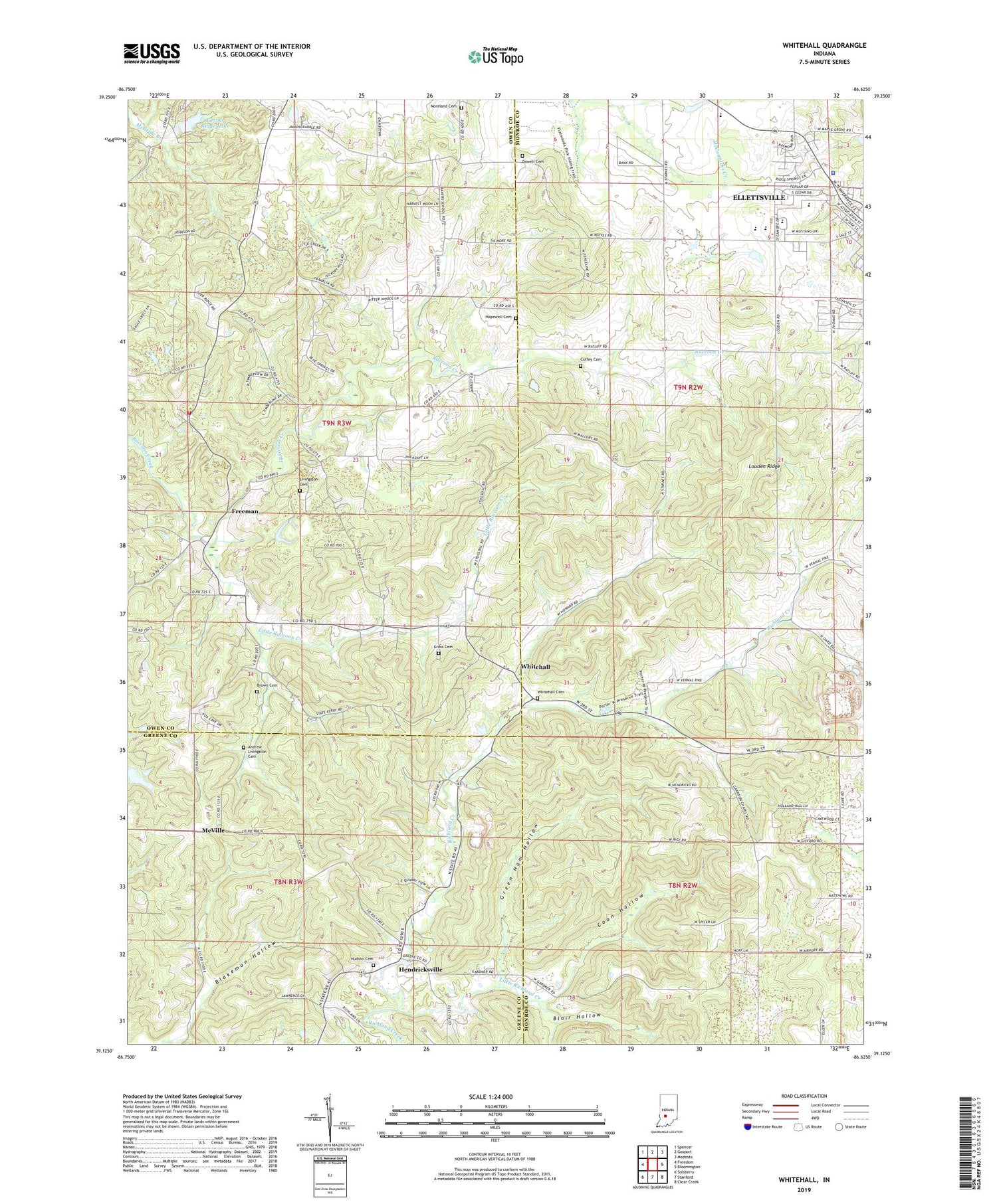 Whitehall Indiana US Topo Map Image