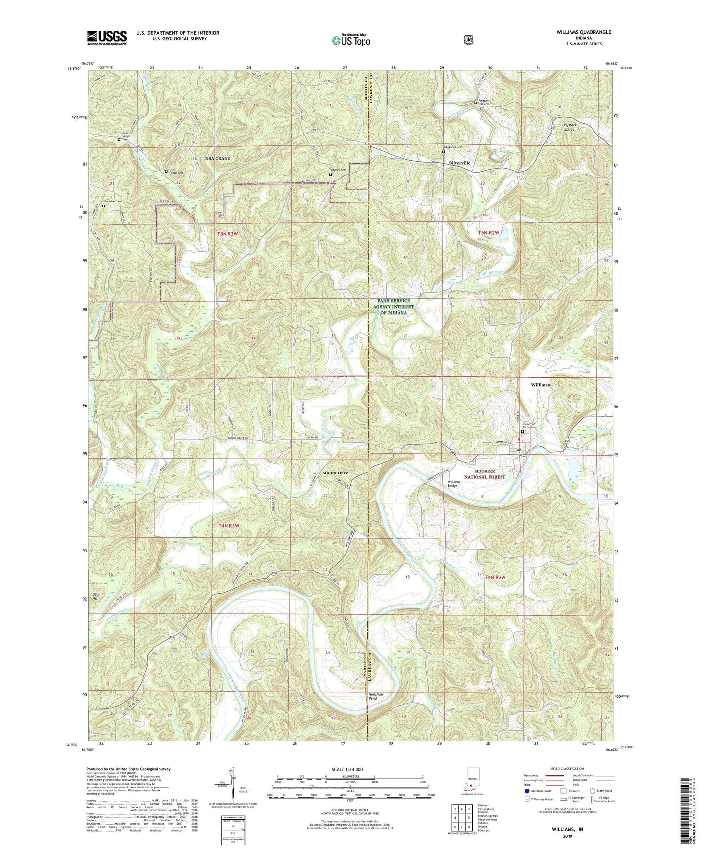 Williams Indiana US Topo Map Image