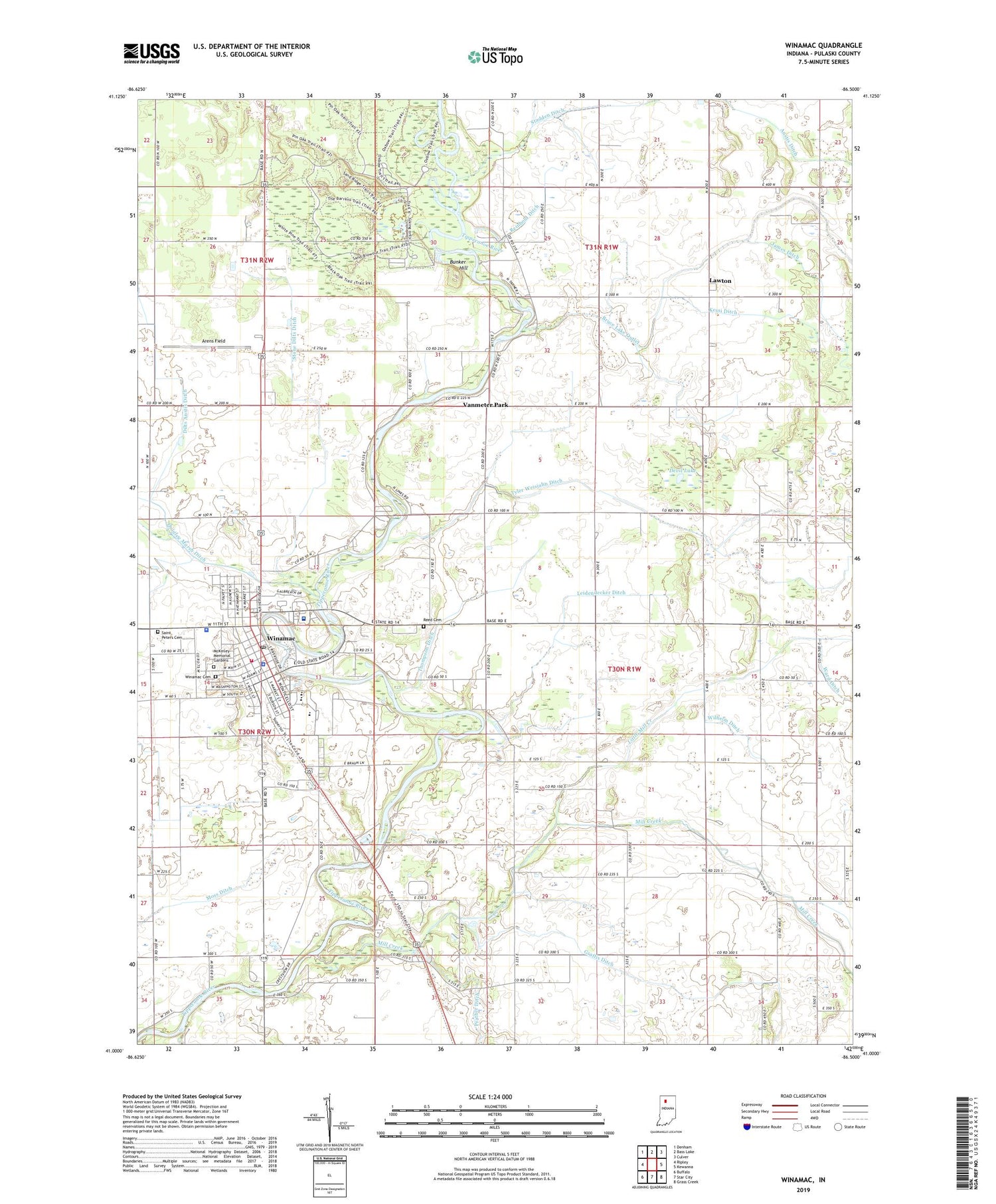 Winamac Indiana US Topo Map Image