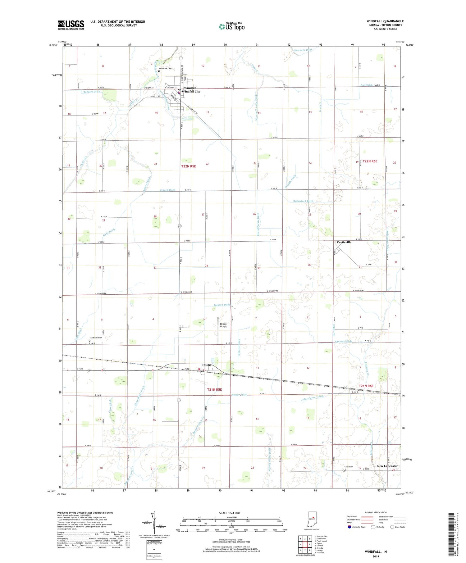 Windfall Indiana US Topo Map Image