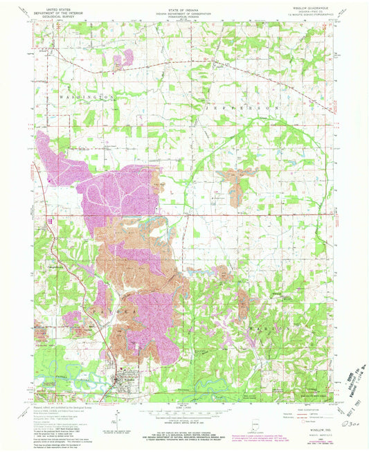 Classic USGS Winslow Indiana 7.5'x7.5' Topo Map Image