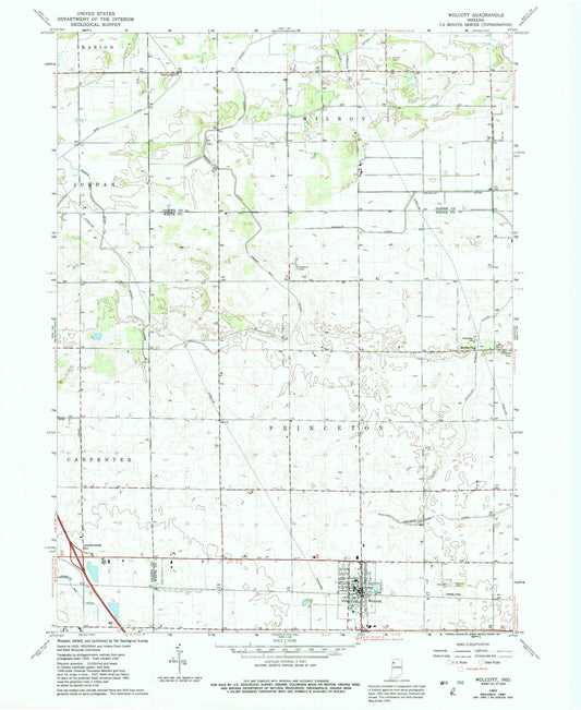 Classic USGS Wolcott Indiana 7.5'x7.5' Topo Map Image