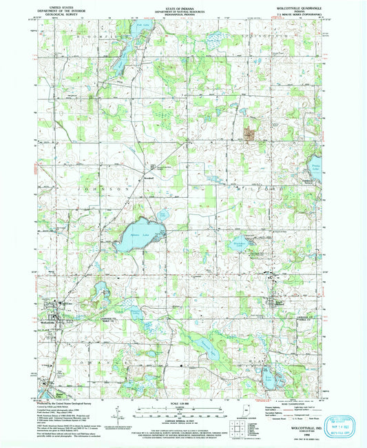 Classic USGS Wolcottville Indiana 7.5'x7.5' Topo Map Image