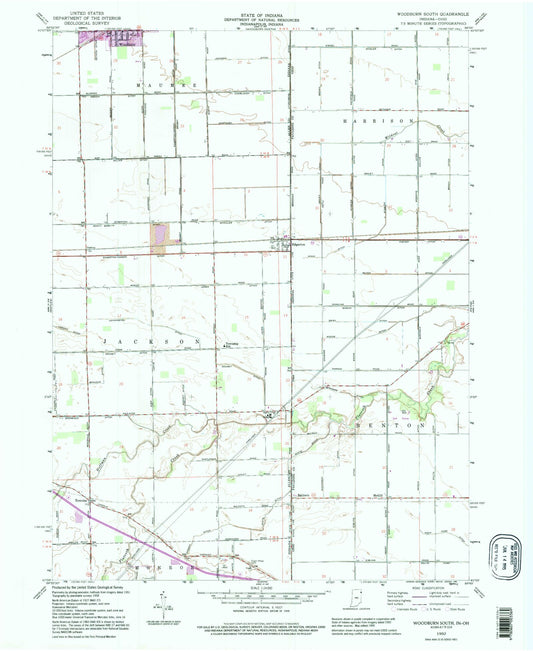 Classic USGS Woodburn South Indiana 7.5'x7.5' Topo Map Image