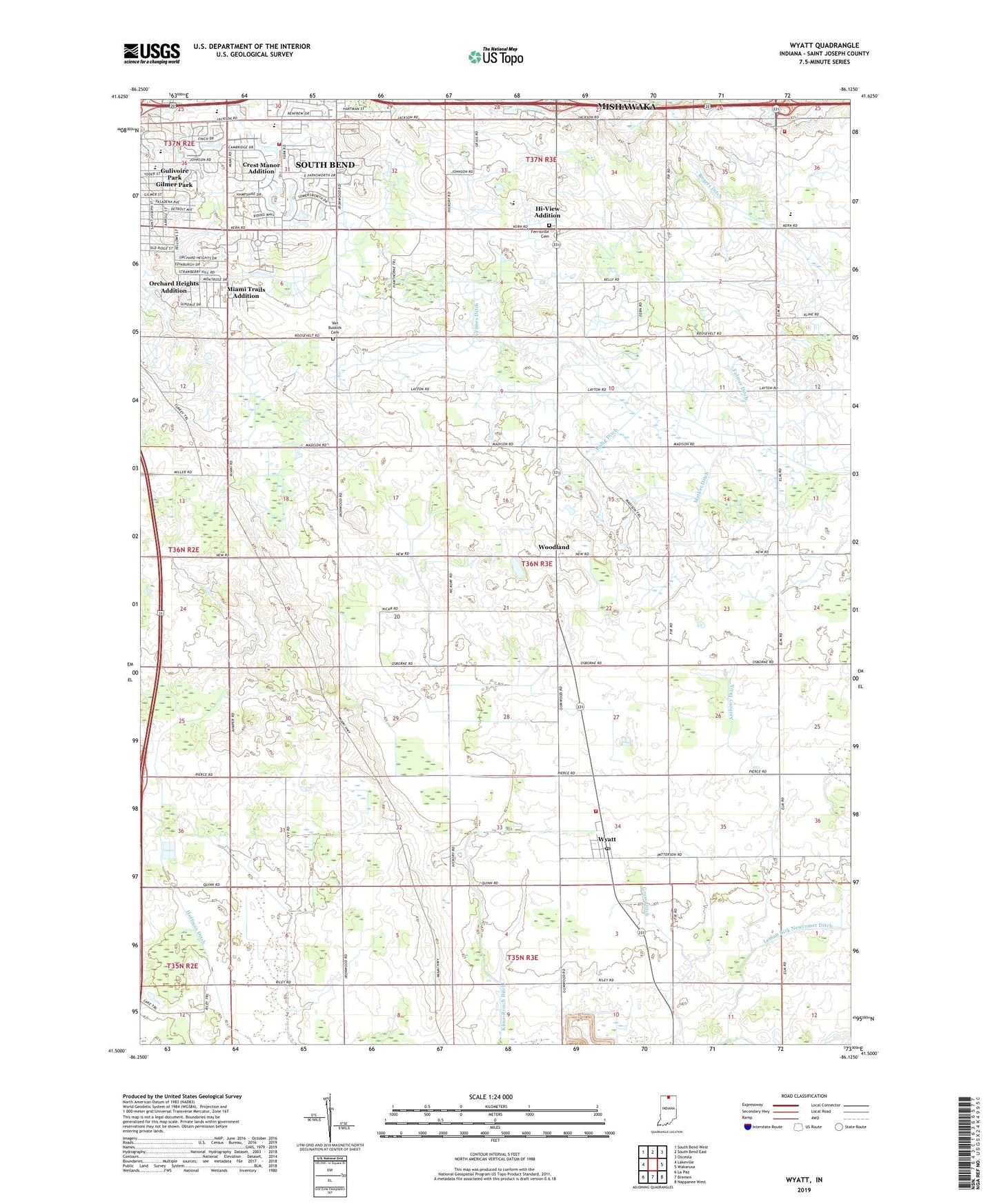 Wyatt Indiana US Topo Map Image
