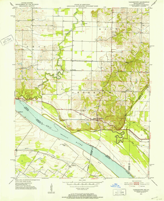 Classic USGS Yankeetown Indiana 7.5'x7.5' Topo Map Image