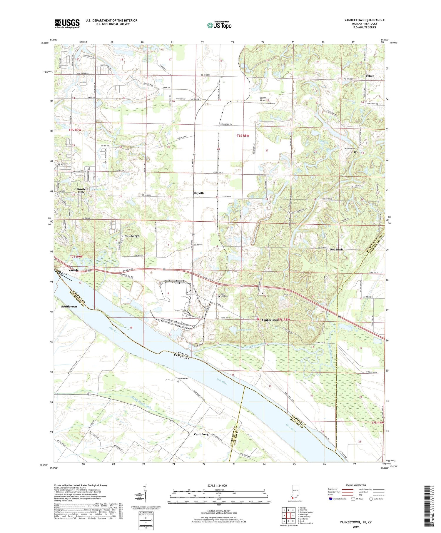 Yankeetown Indiana US Topo Map Image