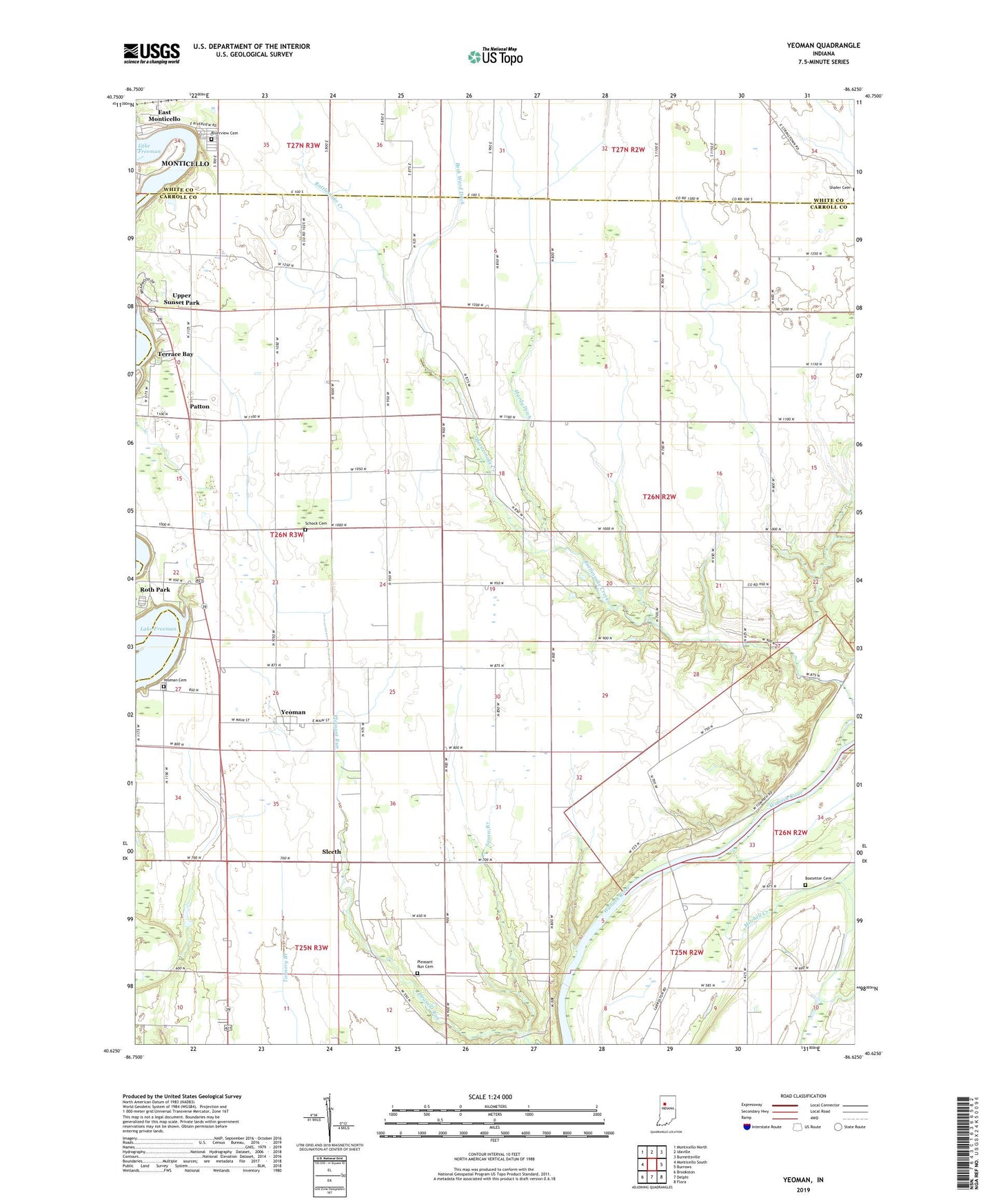 Yeoman Indiana US Topo Map Image