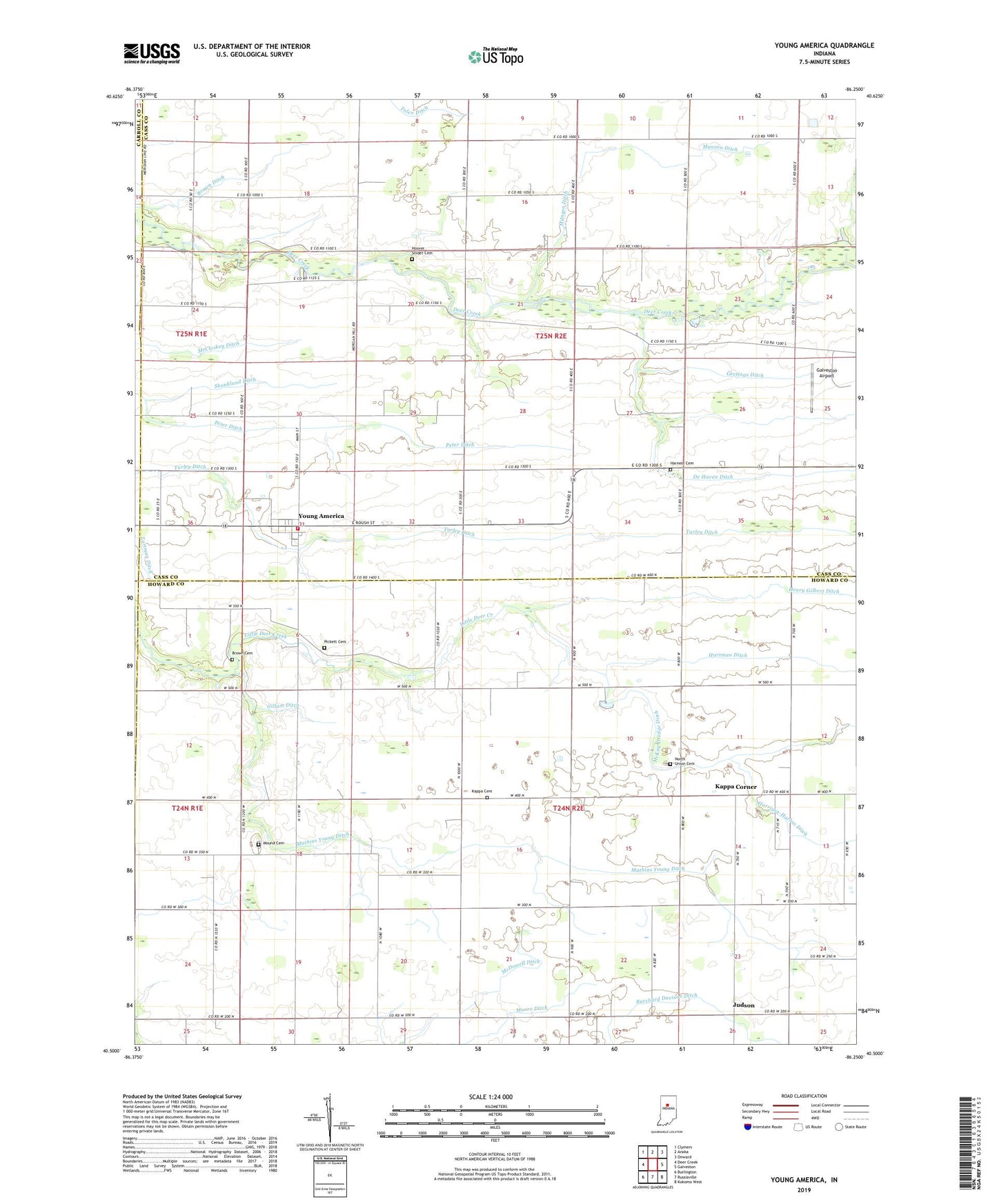 Young America Indiana US Topo Map Image