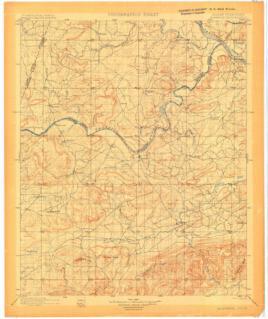 Historic 1900 San Bois Oklahoma 30'x30' Topo Map Image