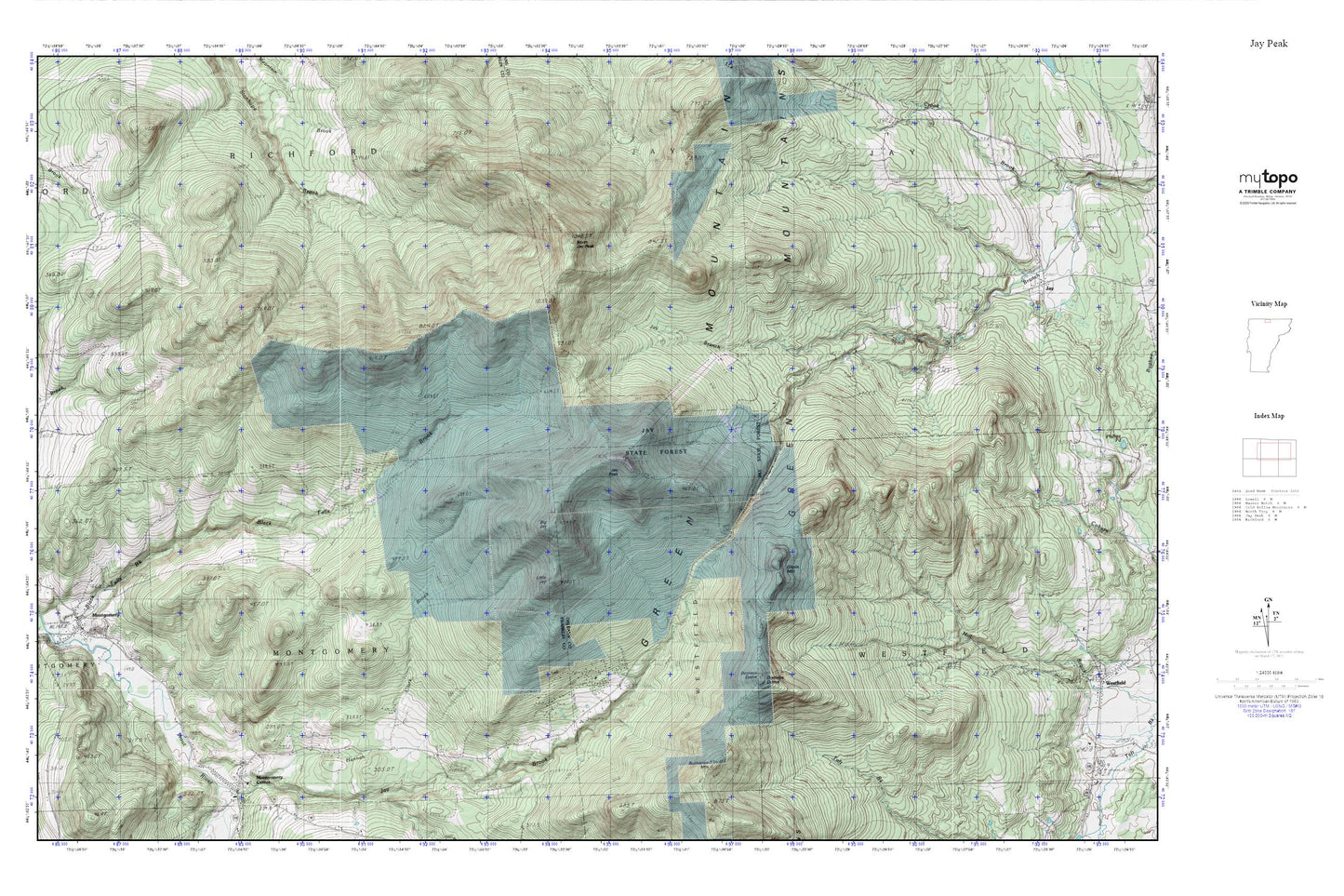Jay Peak MyTopo Explorer Series Map Image