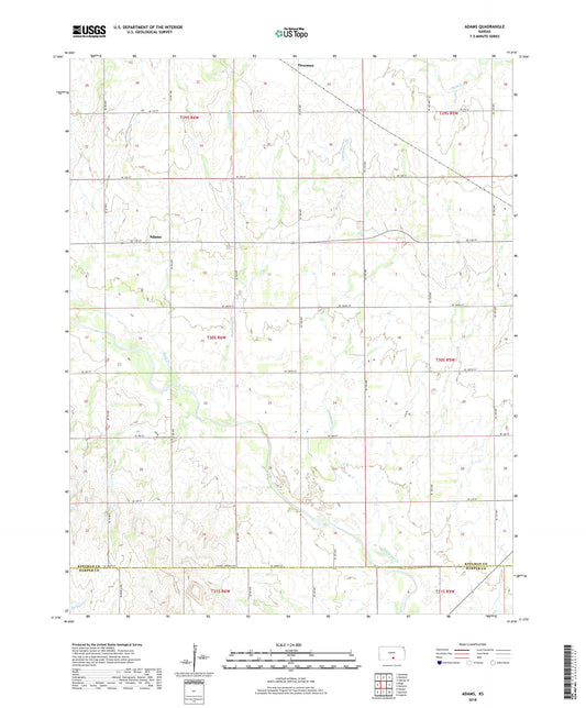 Adams Kansas US Topo Map Image