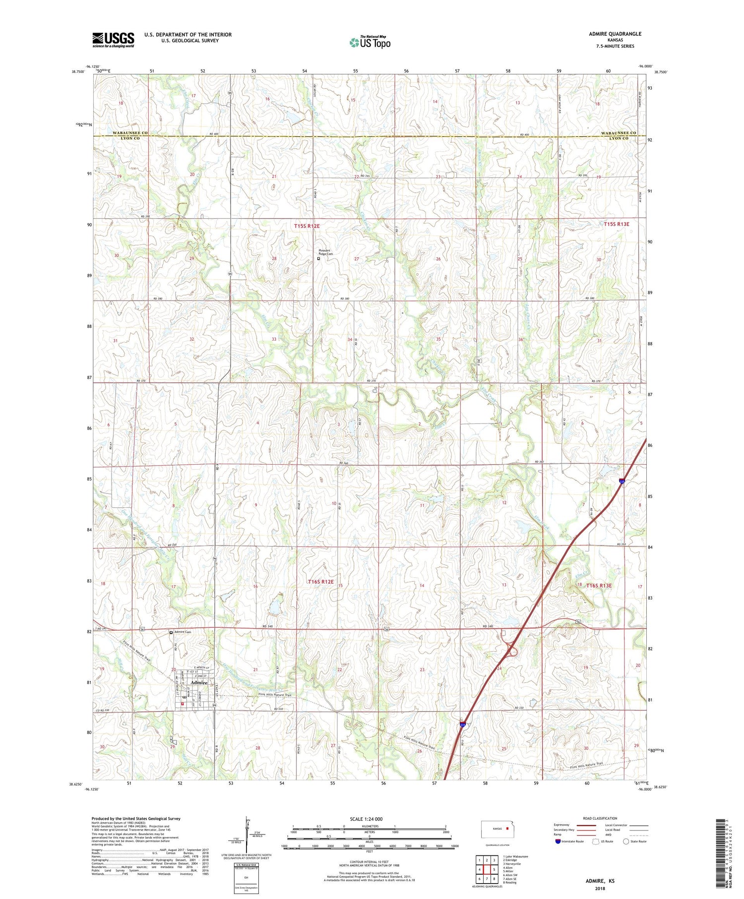 Admire Kansas US Topo Map Image