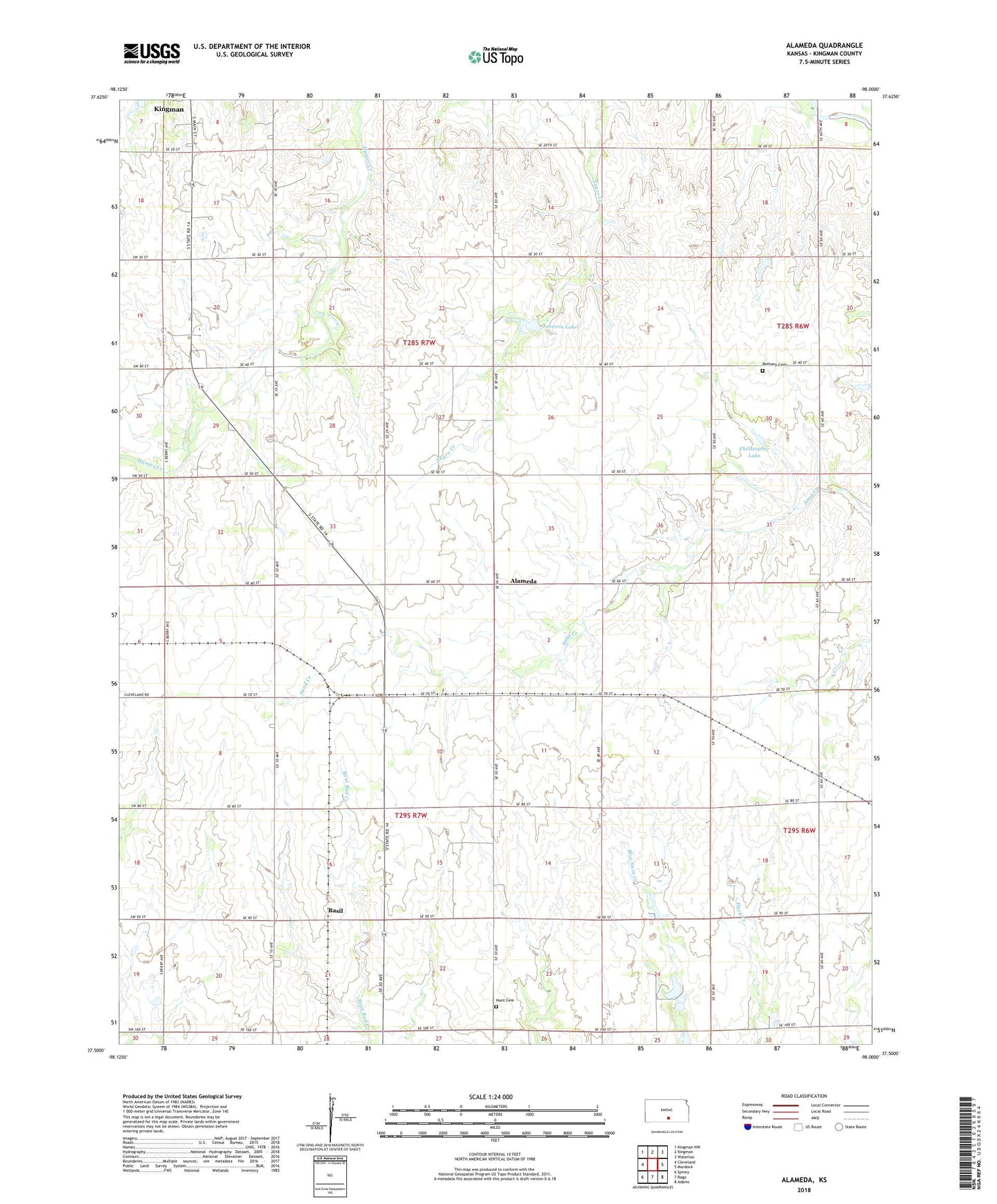 Alameda Kansas US Topo Map Image