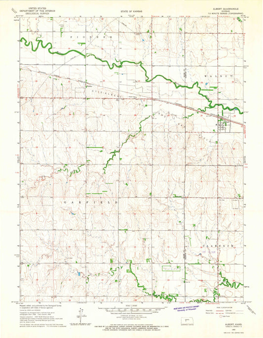 Classic USGS Albert Kansas 7.5'x7.5' Topo Map Image