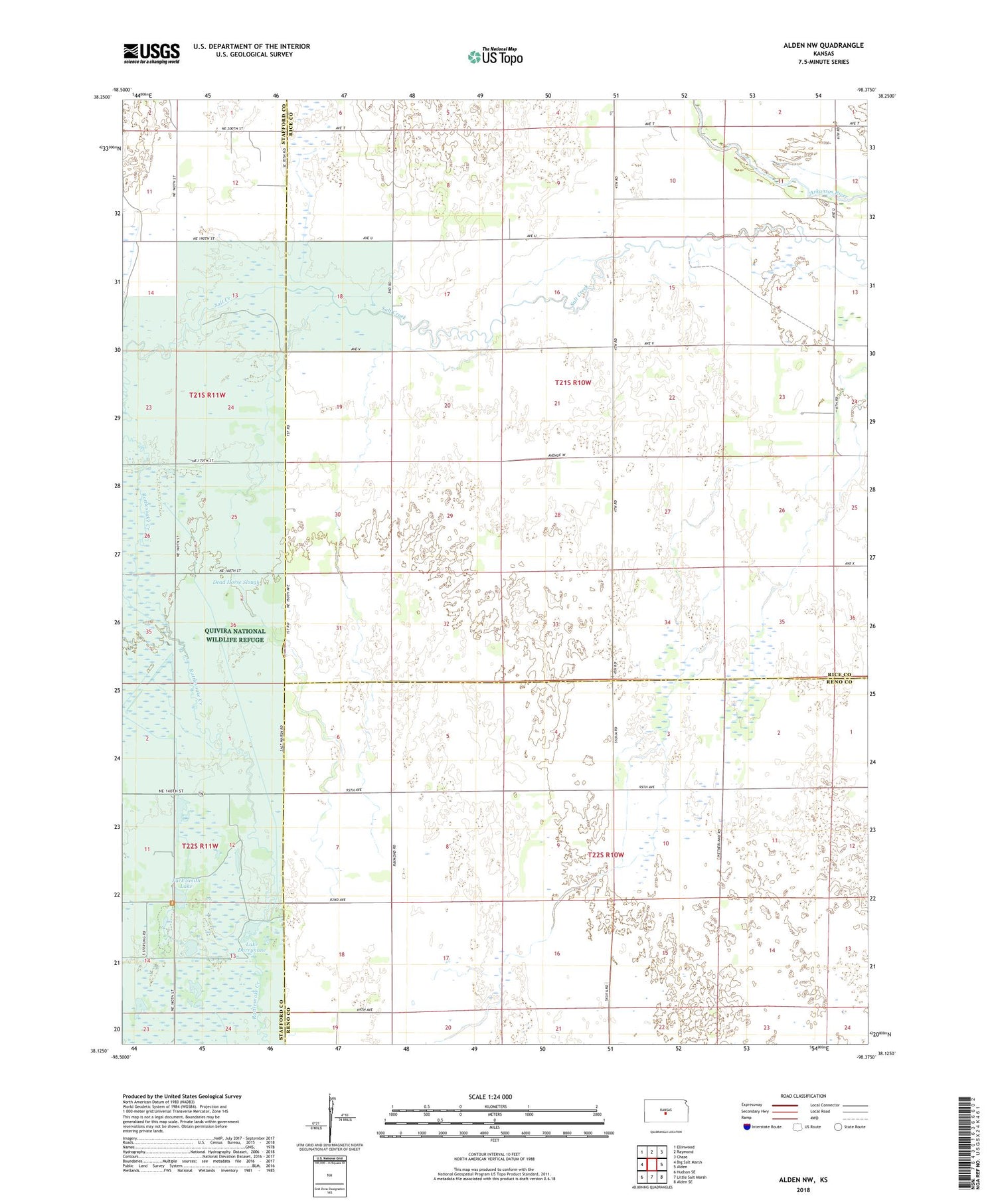 Alden NW Kansas US Topo Map Image