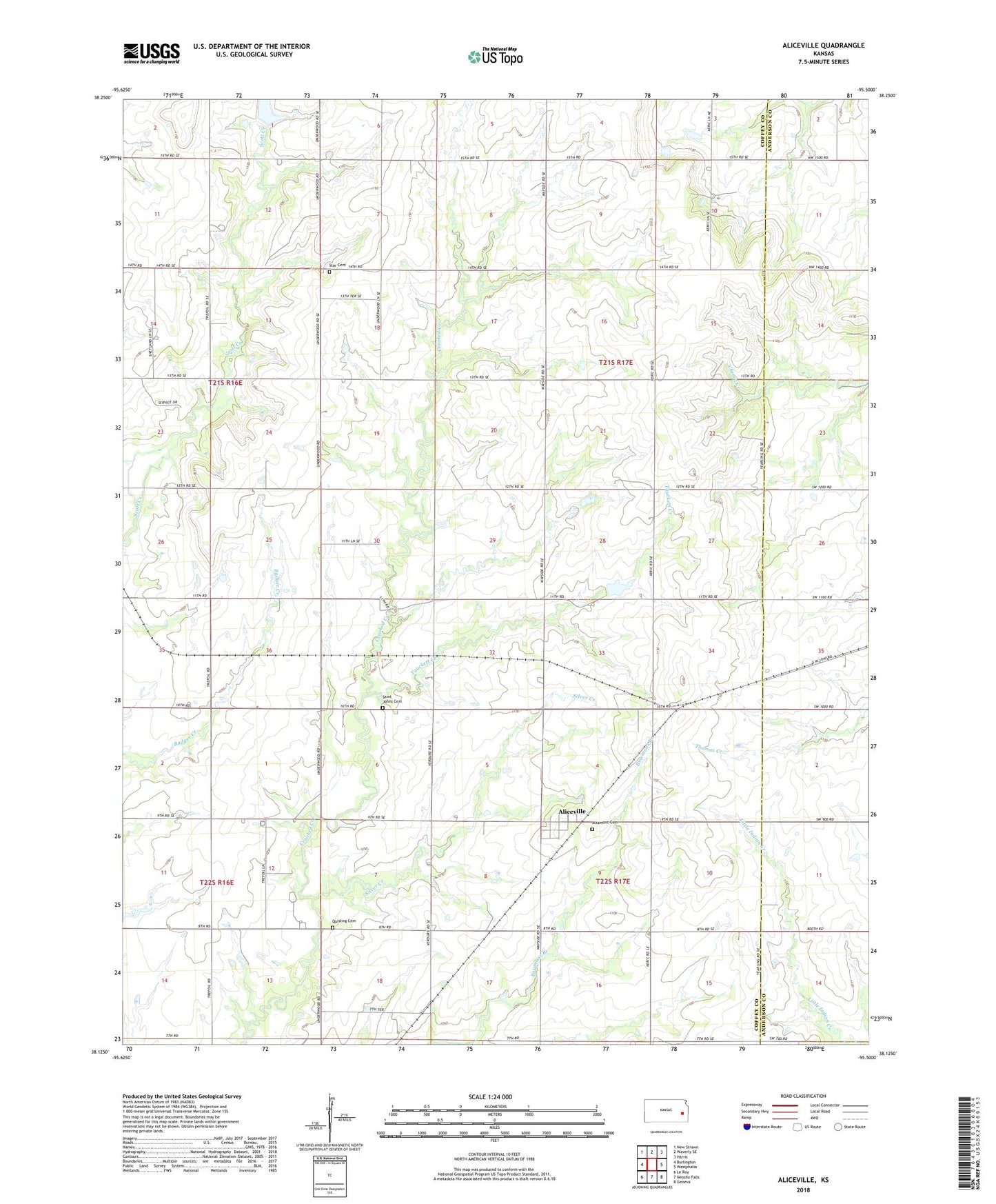 Aliceville Kansas US Topo Map Image