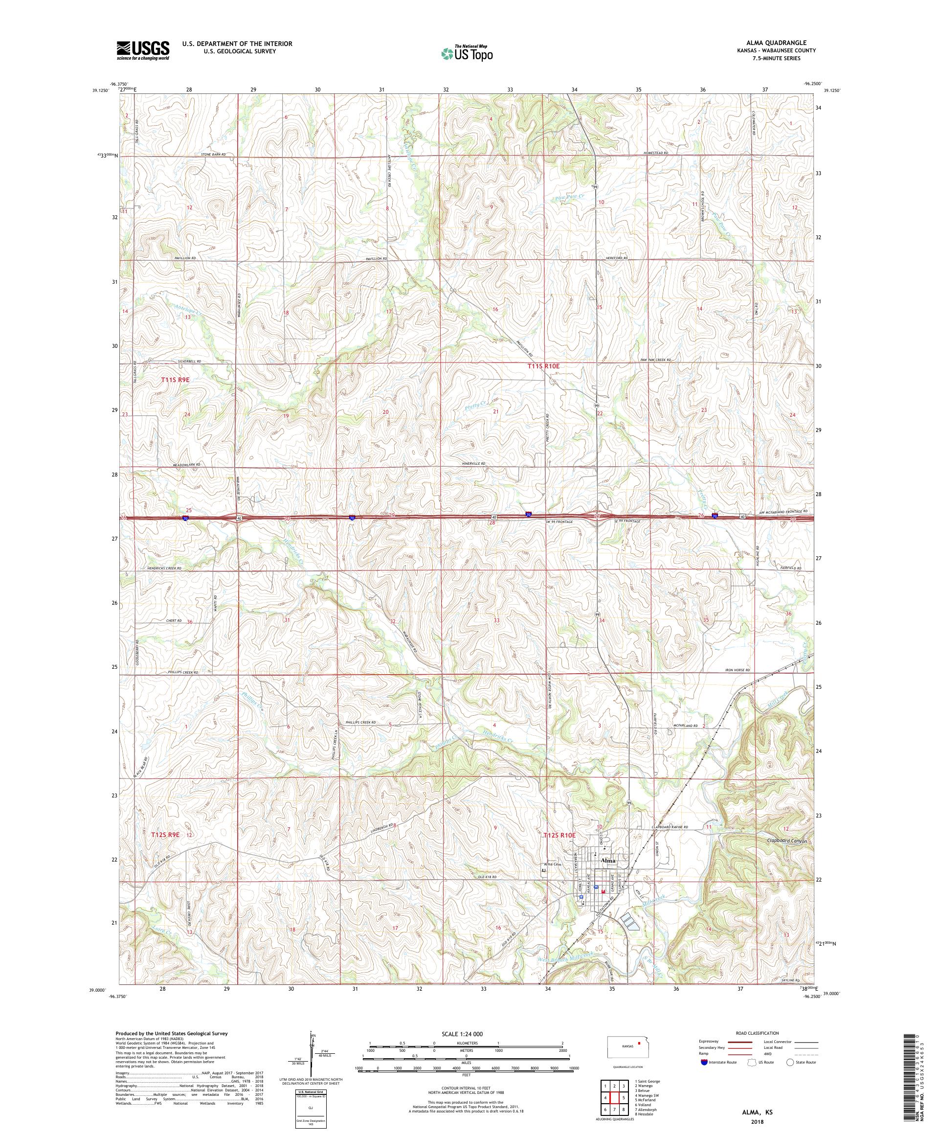 Alma Kansas US Topo Map – MyTopo Map Store