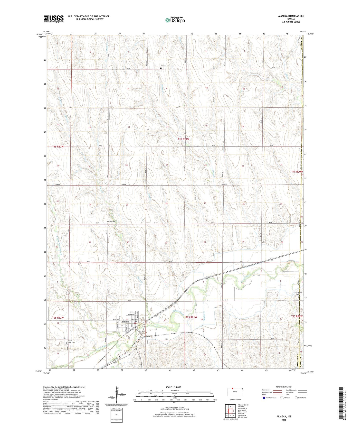 Almena Kansas US Topo Map Image
