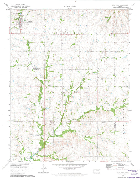 Classic USGS Alta Vista Kansas 7.5'x7.5' Topo Map Image