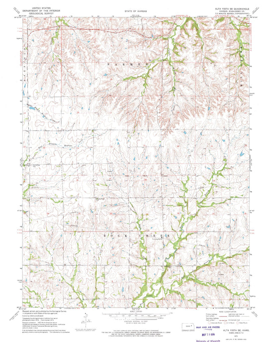 Classic USGS Alta Vista SE Kansas 7.5'x7.5' Topo Map Image