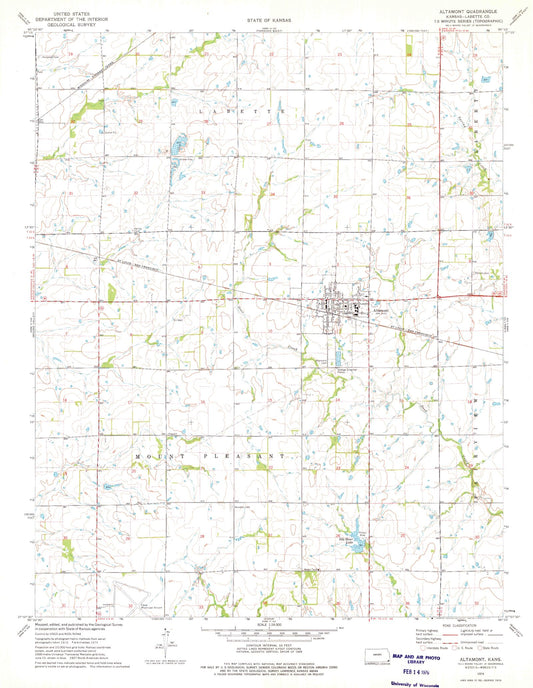 Classic USGS Altamont Kansas 7.5'x7.5' Topo Map Image