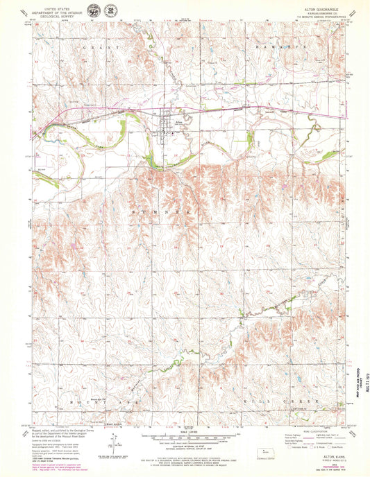 Classic USGS Alton Kansas 7.5'x7.5' Topo Map Image