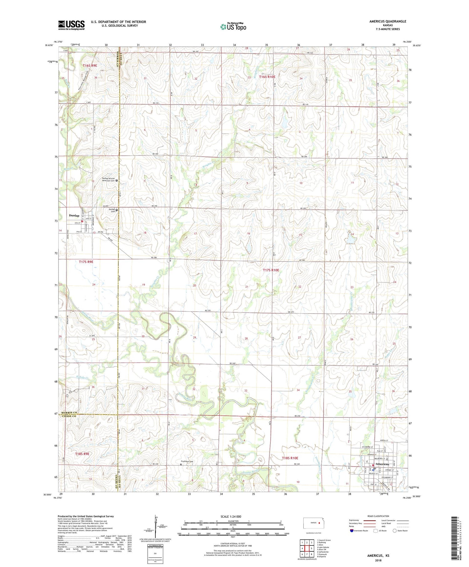 Americus Kansas US Topo Map Image