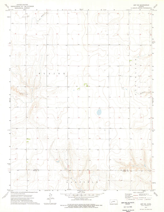 Classic USGS Amy SE Kansas 7.5'x7.5' Topo Map Image