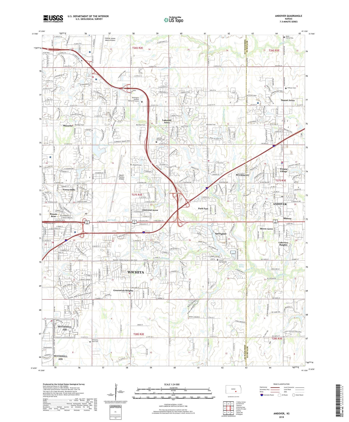 Andover Kansas US Topo Map Image