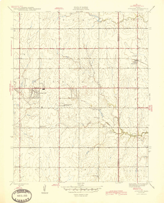 Classic USGS Andover Kansas 7.5'x7.5' Topo Map Image