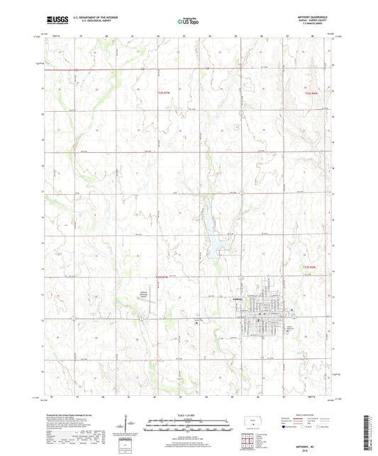 Anthony Kansas US Topo Map Image