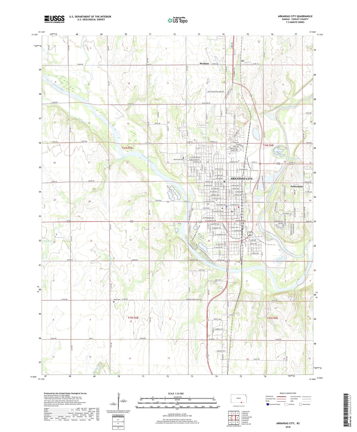 Arkansas City Kansas US Topo Map Image