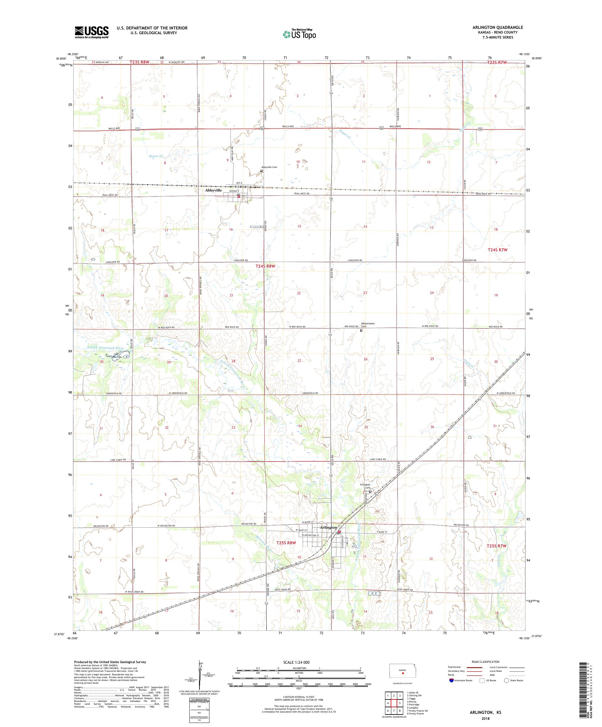 Arlington Kansas US Topo Map – MyTopo Map Store