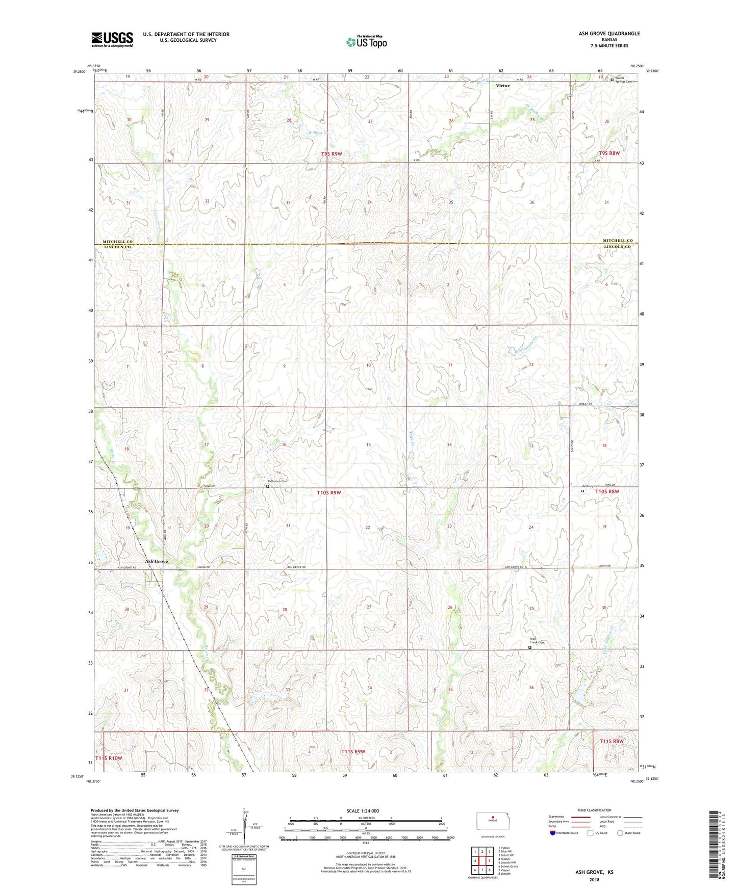 Ash Grove Kansas US Topo Map Image