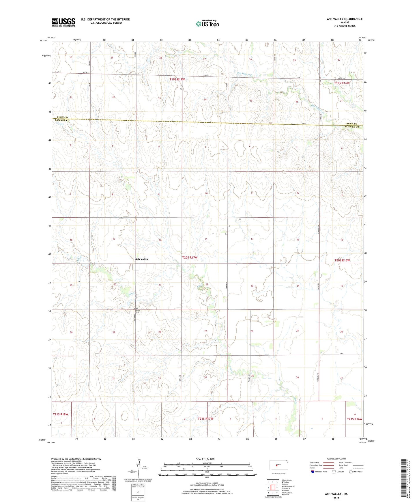 Ash Valley Kansas US Topo Map Image