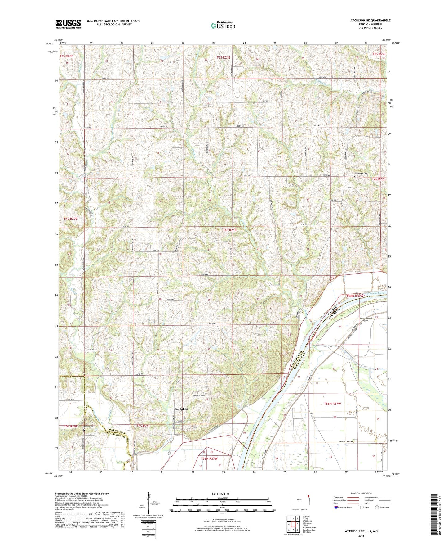 Atchison NE Kansas US Topo Map Image