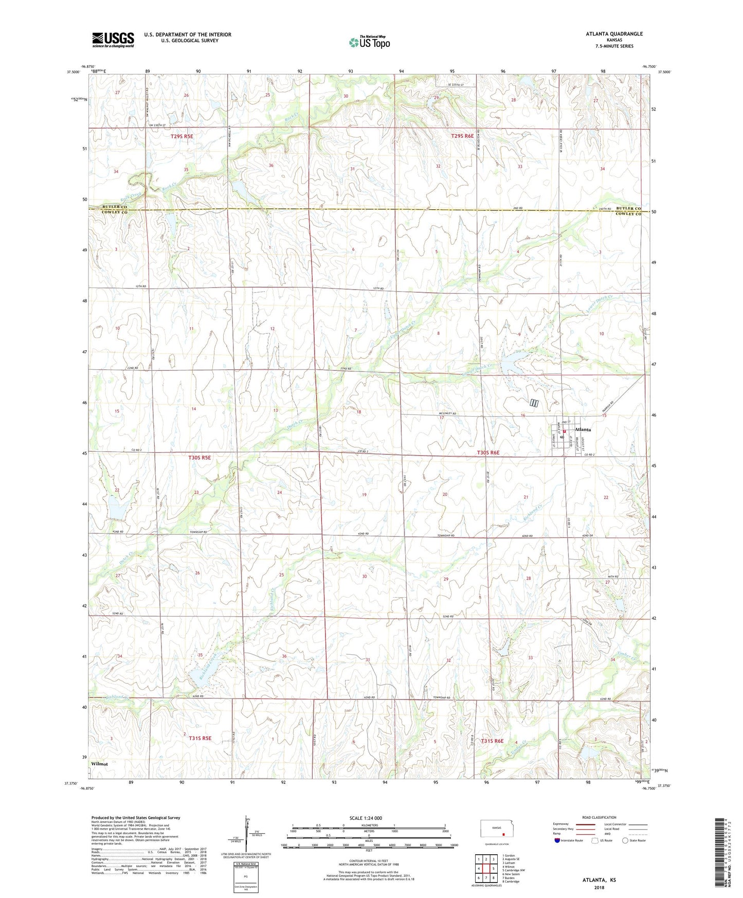 Atlanta Kansas US Topo Map Image