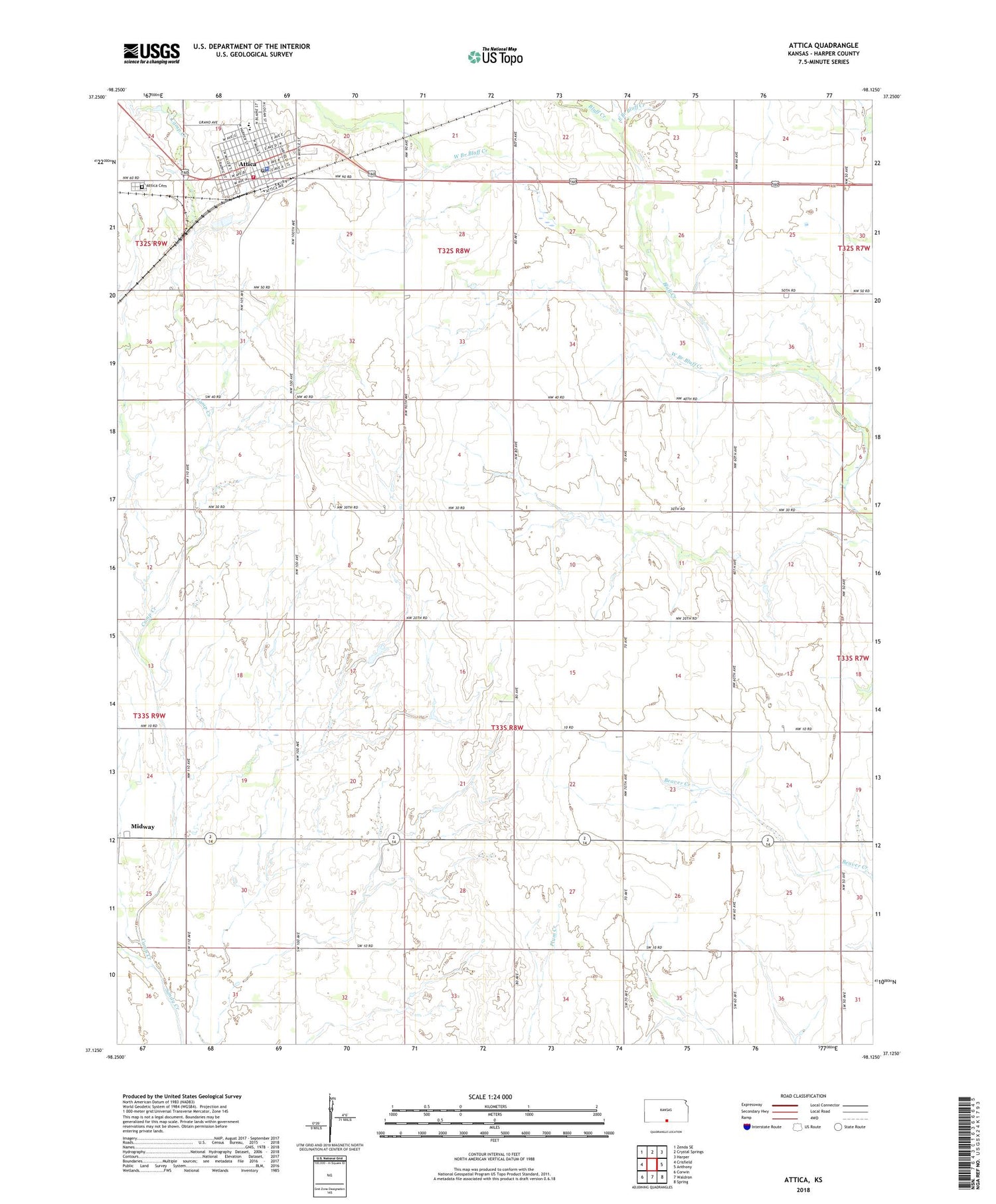 Attica Kansas US Topo Map Image