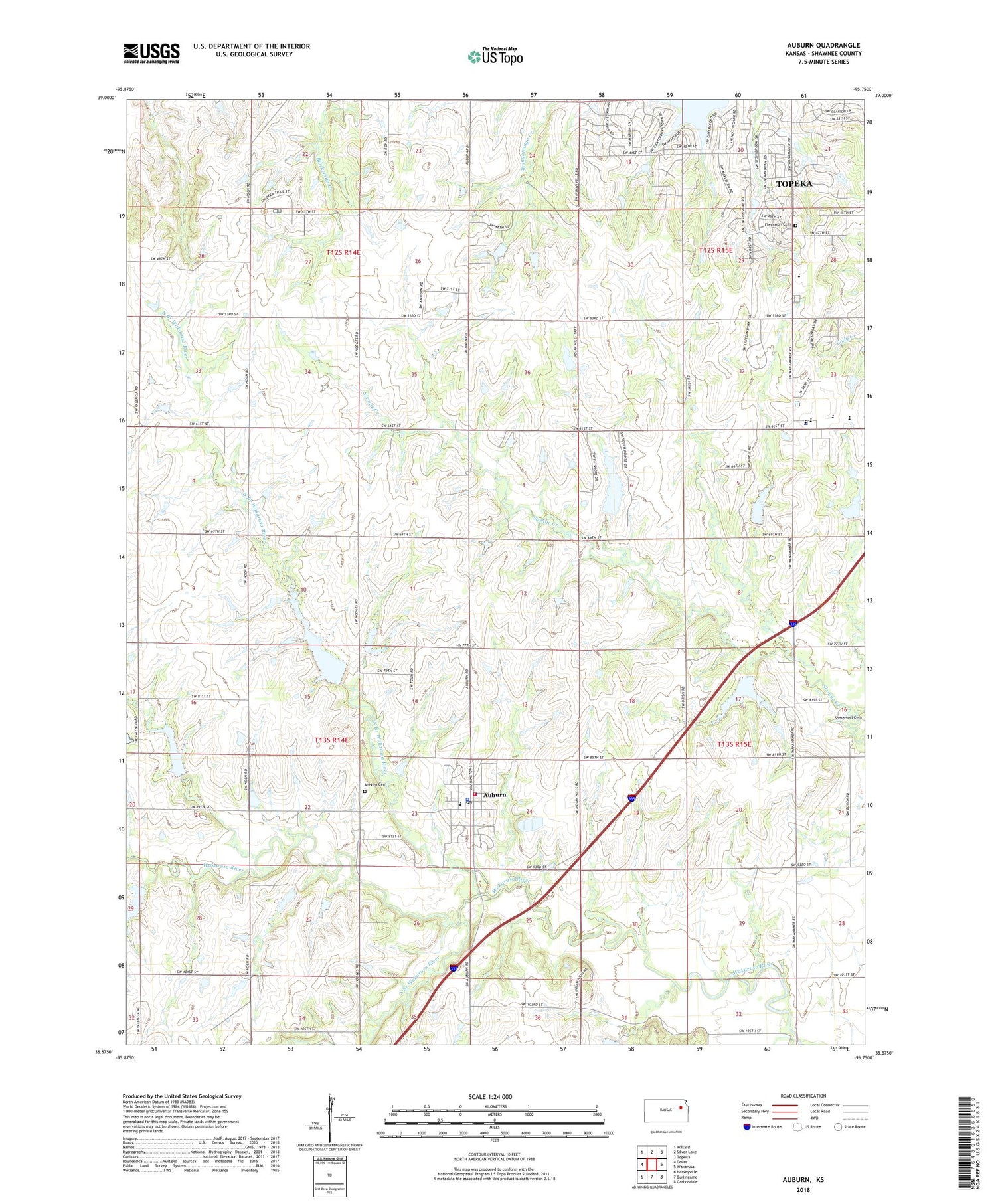 Auburn Kansas US Topo Map Image