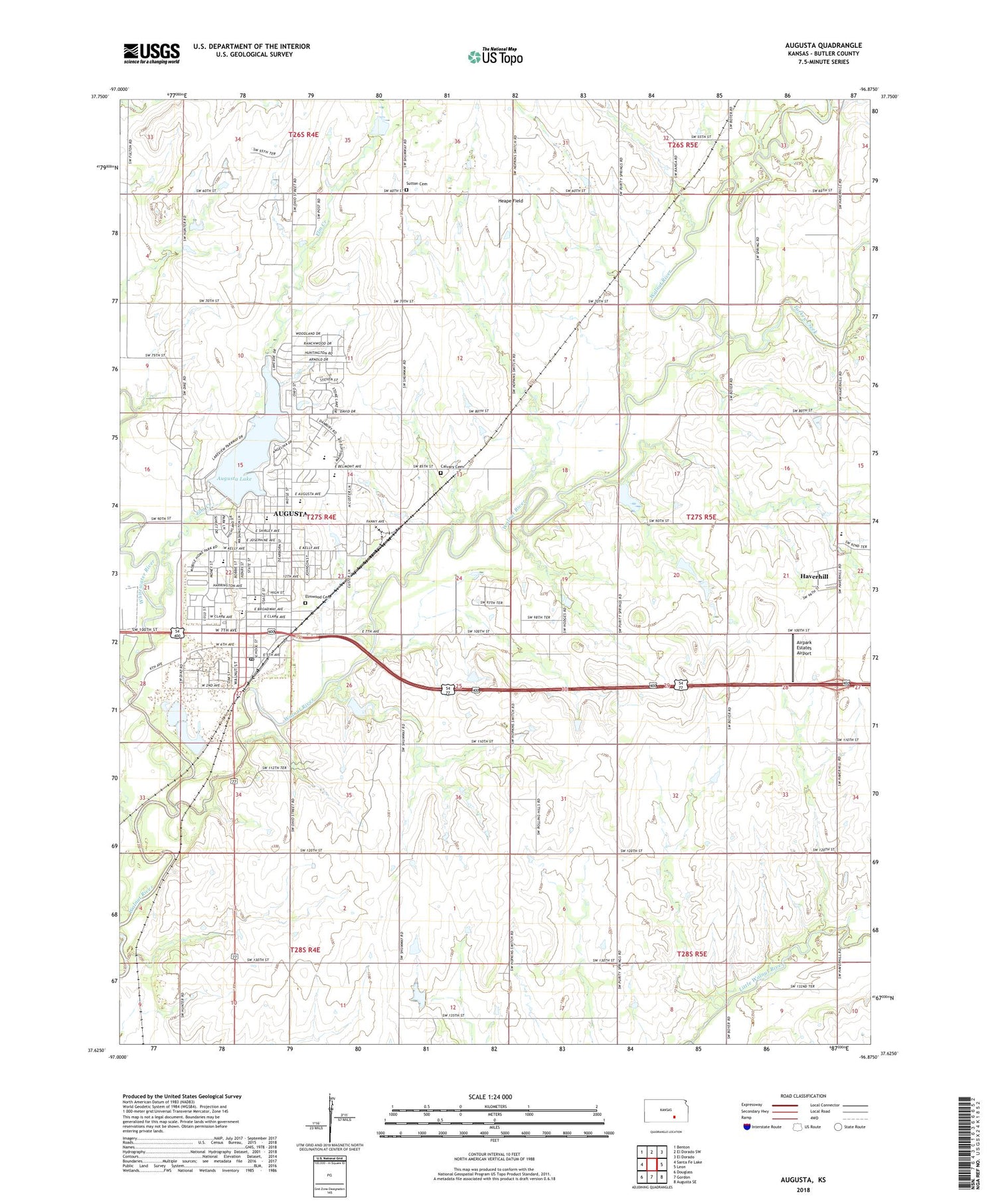 Augusta Kansas US Topo Map Image