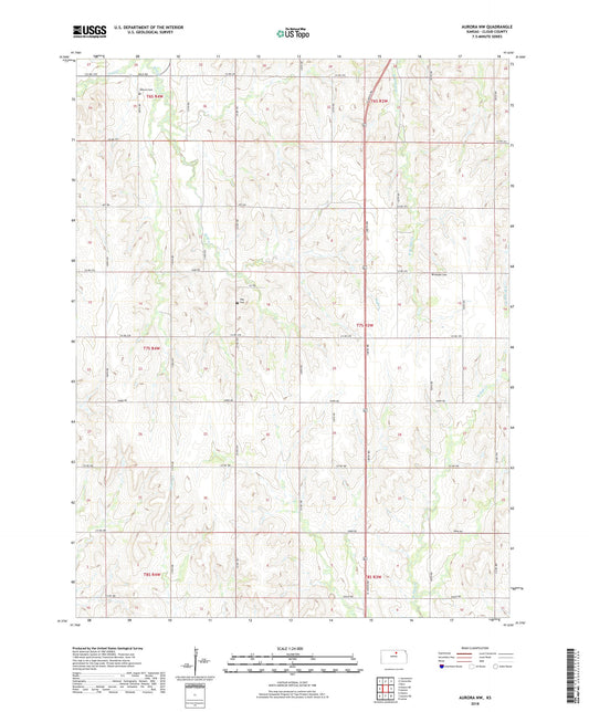 Aurora NW Kansas US Topo Map Image