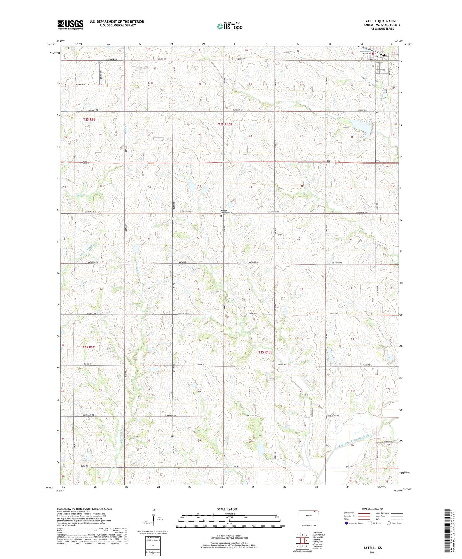 Axtell Kansas US Topo Map Image