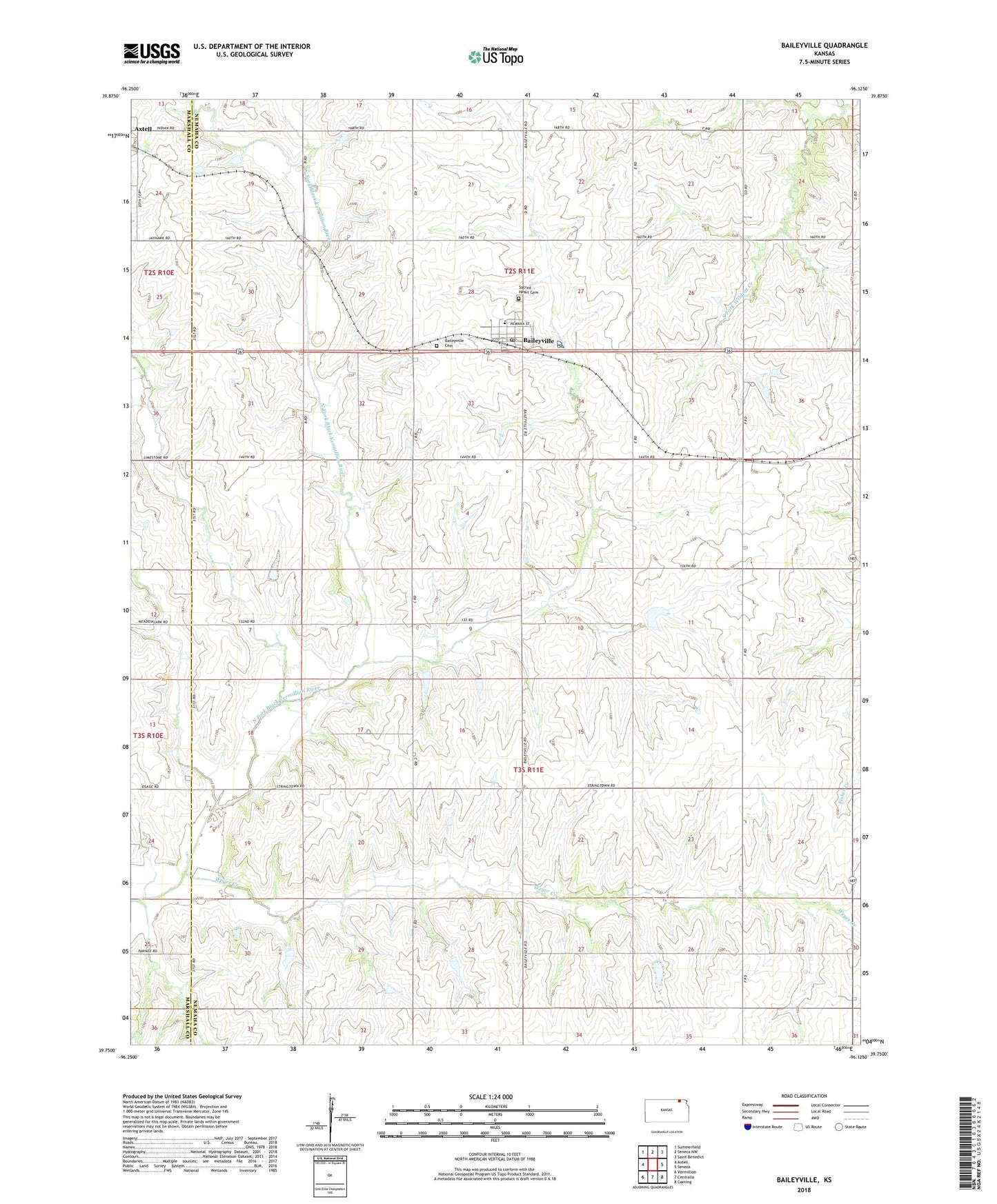 Baileyville Kansas US Topo Map Image