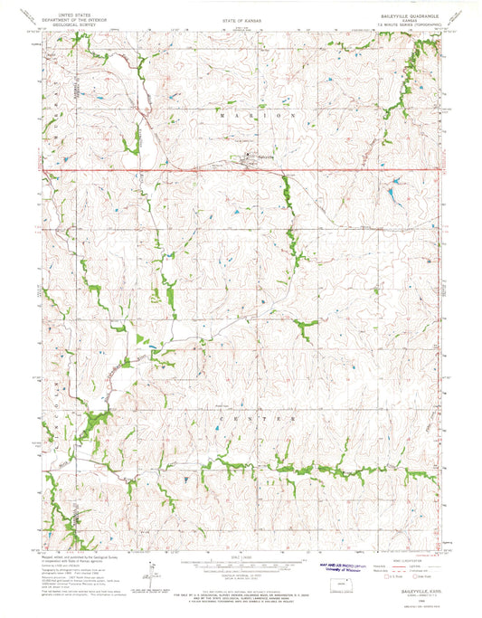 Classic USGS Baileyville Kansas 7.5'x7.5' Topo Map Image