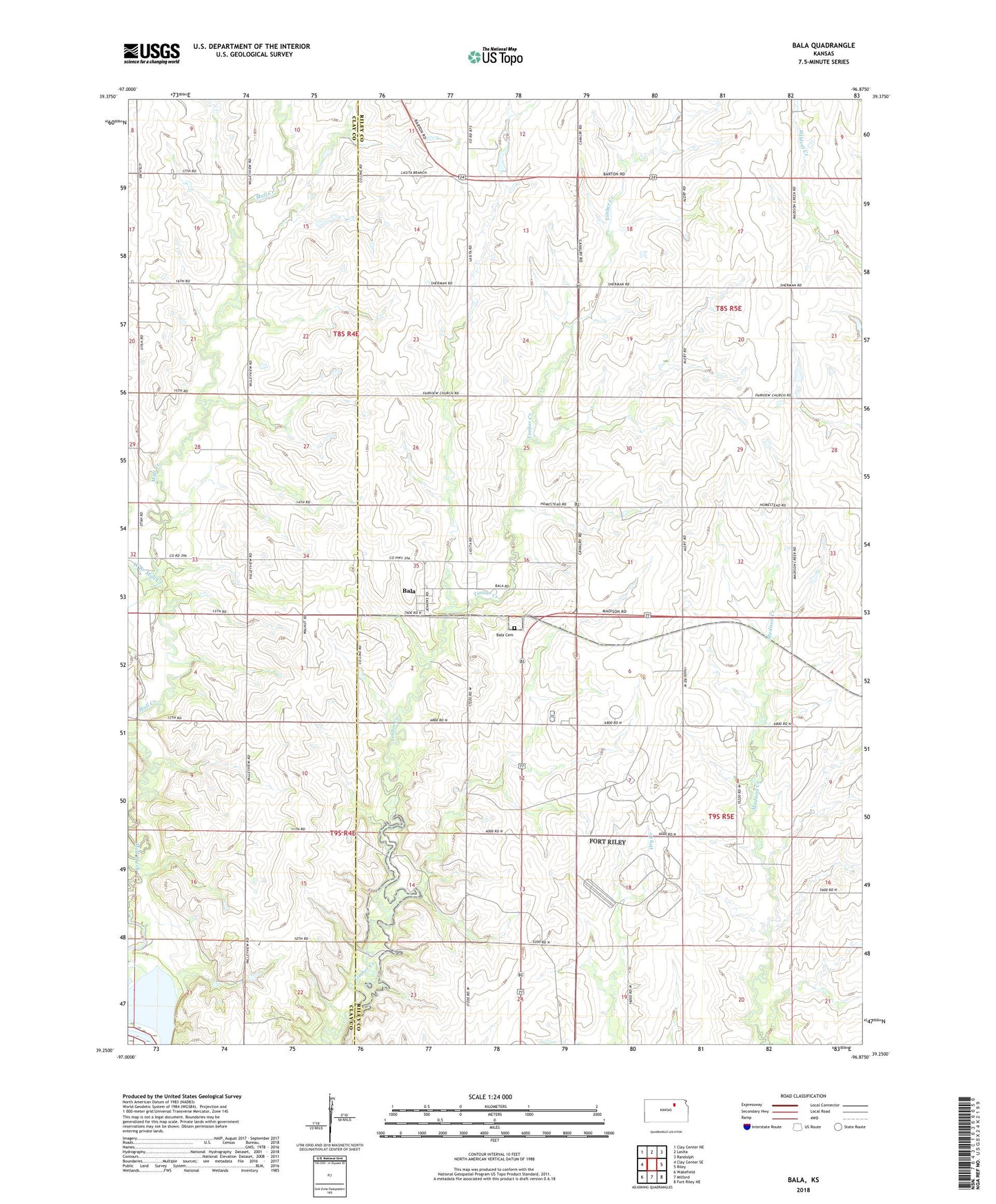 Bala Kansas US Topo Map Image